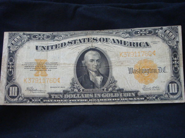 1922-$10.00-Gold-Certificate